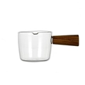 Heat-resistant borosilicate glass milk cup with wooden handle and dual spouts - 80ml Wood Handle Small Milk Jug
