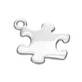 Polished silver puzzle piece pendant made of alloy metal with a shiny mirrored surface - Silver