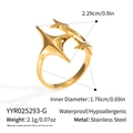 Makroaufnahme des Goldstern-Rings mit Größenangaben und rostfreier Edelstahlstruktur - Gold Sternschnuppe Stil (YYR025293-G) / Gold