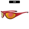 Y2K sporty sunglasses with red streamlined frame and orange gradient reflective lenses - Red Frame Red Mirror