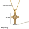 Exaggerated 18k gold plated stainless steel cross pendant necklace with zircon dimensions - Large Micro-pave Cross (TN3359)