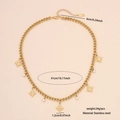 Collar de cadena cubana de acero inoxidable dorado con colgante de estrella y strass - Estilo de Estrella de Ocho Puntas con Diamantes de Imitación