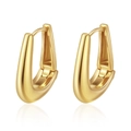 Pendientes triangulares vintage de oro en acero inoxidable pulido sobre fondo blanco - Estilo Simple en Forma de U (MS-817-1) / Dorado