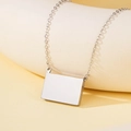 Polished silver stainless steel rectangular pendant necklace with mirror finish for DIY - No Photo / Silver