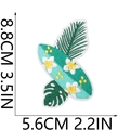 Size guide for tropical surfboard embroidery patch with dimensions 8.8cm by 5.6cm - Surfboard & Palm Tree