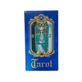 Classic blue High Priestess tarot card box with golden details and star patterns - Blue Queen