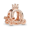 Rose gold pumpkin carriage charm with crown design and shimmering cubic zirconia stones - Rose Gold Pumpkin Carriage (011)
