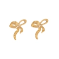 Golden ribbon bow earrings with sparkling crystal accents in a minimalist style - Transparent Gem Bowknot Stud Earrings(16#)