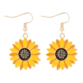 Handcrafted sunflower drop earrings with yellow enamel finish and golden hooks - Alloy Sunflower