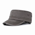 Gorra militar para hombre en algodón lavado gris oscuro con ojales y costuras reforzadas - Ajustable / Gris