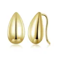 Minimalist teardrop S925 sterling silver earrings in polished gold finish - Large Teardrop / Gold