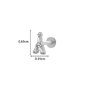 G23 titanium Eiffel Tower stud earring with cubic zirconia, silver finish, 0.69x0.39cm - 1# Silver - Eiffel Tower Shape