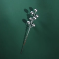 Macro detail of artificial silver glitter berry branch for Christmas desktop decoration - Smooth Silver 7 Heads with Wire