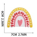 Macro detail of rainbow heart embroidered patch showing fine stitching and 7cm dimensions - Rainbow Heart (W9HD-12-07)