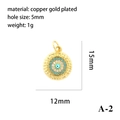Vergoldeter Anhänger mit blauem Emaille-Auge und Zirkonia-Steinen 15mm x 12mm - Gold Einzelring Klarer Zirkon Blaues Auge (A-2)