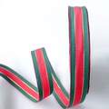 Festive red and green grosgrain ribbon with gold metallic stripes for Christmas wrapping - 2cm Wide [Regular] 25 Yards Long