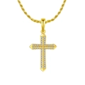 Men's S925 silver necklace with a golden cross pendant and glittering small diamonds - NMN06-Iced Out Cross Gold