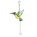 DIY hummingbird suncatcher with colorful pendant and crystal prism for home garden decor - Green Hummingbird-Transparent Lighting Ball