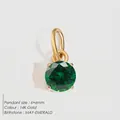 May birthstone emerald pendant in 14K gold plated stainless steel with 6mm zircon - 6x6mm / May Green - Gold