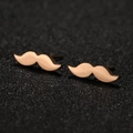 Minimalist mustache-shaped stainless steel stud earrings in polished rose gold finish - 679 Rose Gold (Mustache)