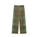 Vintage geruite damesbroek met hoge taille en wijde pijpen in een groen ruitjespatroon - XS / Pants