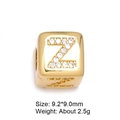 Macro detail of 8mm gold Z letter charm with micro-pave zircons, 9.2x9.0mm size - Letter Z