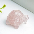 Pink natural crystal turtle figurine with translucent resin finish for home decor - Rose Quartz