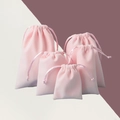 Pink velvet jewelry pouches with silk drawstring in various sizes for ring storage - Drawstring Style / 9*12cm / Pink