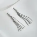 Boucles d'oreilles pompons chaîne serpent argentée avec clous boule pour bijoux DIY - Or Blanc