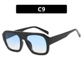 Oversized square sunglasses model C9 with black frames and blue gradient lenses - Glossy Black Frame Gradient Blue Lens