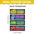 Stickers muraux néon jeu vidéo avec textes de motivation et manettes pour chambre d'ado - Citations Motivationnelles A (CT24Y11564T_R) / 4 pièces/ensemble
