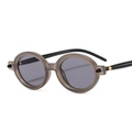 Oval retro sunglasses with transparent grey-brown frame and dark lenses - Jelly Grey Frame Light Grey Lens (C4)