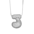 Silver J-letter initial necklace with pavé-set zircons on a classic box chain - Letter J / Silver