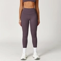 High waisted dark purple yoga leggings for women with supportive athletic compression - Eggplant Purple