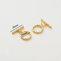 Chiusura a barra OT placcata oro 14k lucida con barra 20mm e anello diametro 15mm - Chiusura OT Rotonda Irregolare 18K - 6 Pezzi/Confezione
