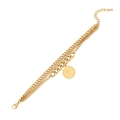 Dreilagiges goldener Hip-Hop-Kettenarmband mit Elizabeth II Münzanhänger für Damen - Münzanhänger-Stil (2#)