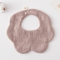 Flower-shaped baby bib in dusty pink made of soft 100% cotton gauze with snap button - Gauze Flower Scarf - Red Coffee