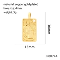 Gold-plated rectangular tarot card pendant featuring sun relief and white cubic zirconia - The Empress