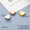 Polished heart shaped beads in steel, gold and rose gold finishes for DIY bracelets - Heart 2 / Steel