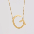 18K gold-plated stainless steel necklace featuring a polished letter G initial pendant - Gold Letter G (With Chain)