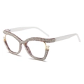 Cat eye glasses in purple marble frame with rhinestones, pearls and white temples - C10 Floral Frame