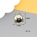 Halloween black spider and white web alloy charm with gold trim 21mm x 20mm - Spider