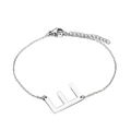 Bracciale in acciaio inossidabile argento con pendente a lettera E maiuscola lucida - Stile Lettera E (KB116134-K)