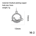 Silver-finished leopard head pendant with white zircon inlays and 5mm hole - Leopard Circle/M-2