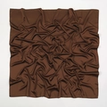 Detailed texture of brown matte faux silk square scarf showing soft drape and fabric grain - Brown (2#)