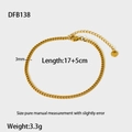 Detail view of 3mm gold-plated stainless steel figaro chain bracelet with 17+5cm size label - DFB138-Link Chain