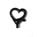 Detail of a black heart-shaped lobster clasp for DIY jewelry and keychains - Small / Black