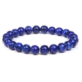 Men's 8mm deep blue natural stone bead elastic bracelet with dark mineral texture - Lapis Lazuli