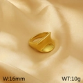 Polierter, massiver 18K vergoldeter Ring mit einem breiten 16mm Band und schwerer Optik - US 6 / Minimalistischer Gewölbter Breiter Stil (KR110079-LK)