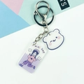 Cartoon acrylic keychain featuring a cute girl print and a small white bear pendant - Girl and Bear Style (Double Buckle No. 23)
